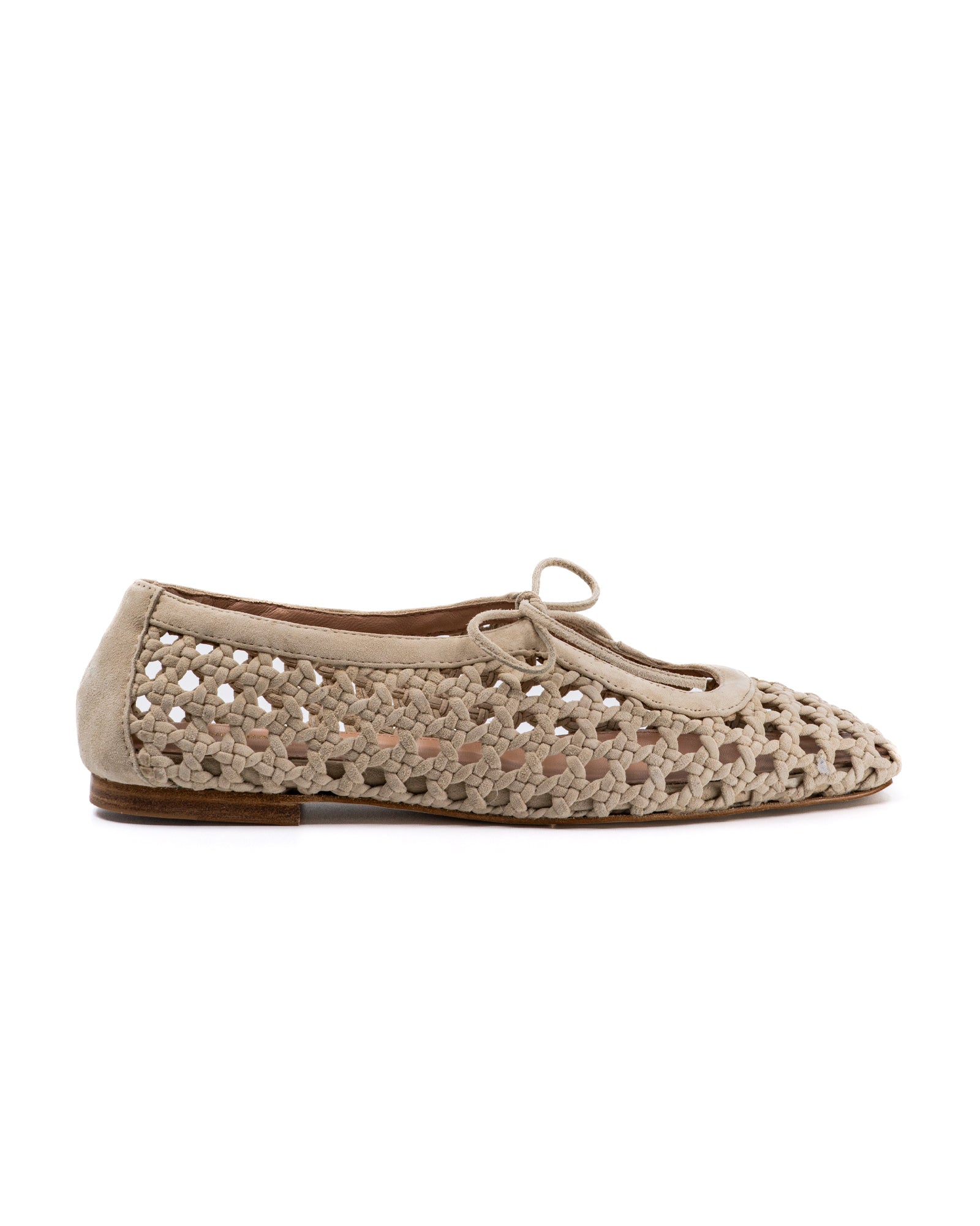 Amelia Beige Woven Suede Ballerina – Andrea Gomez