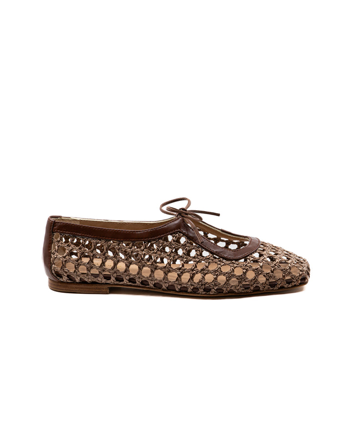 Amelia Brown Raffia Ballerina