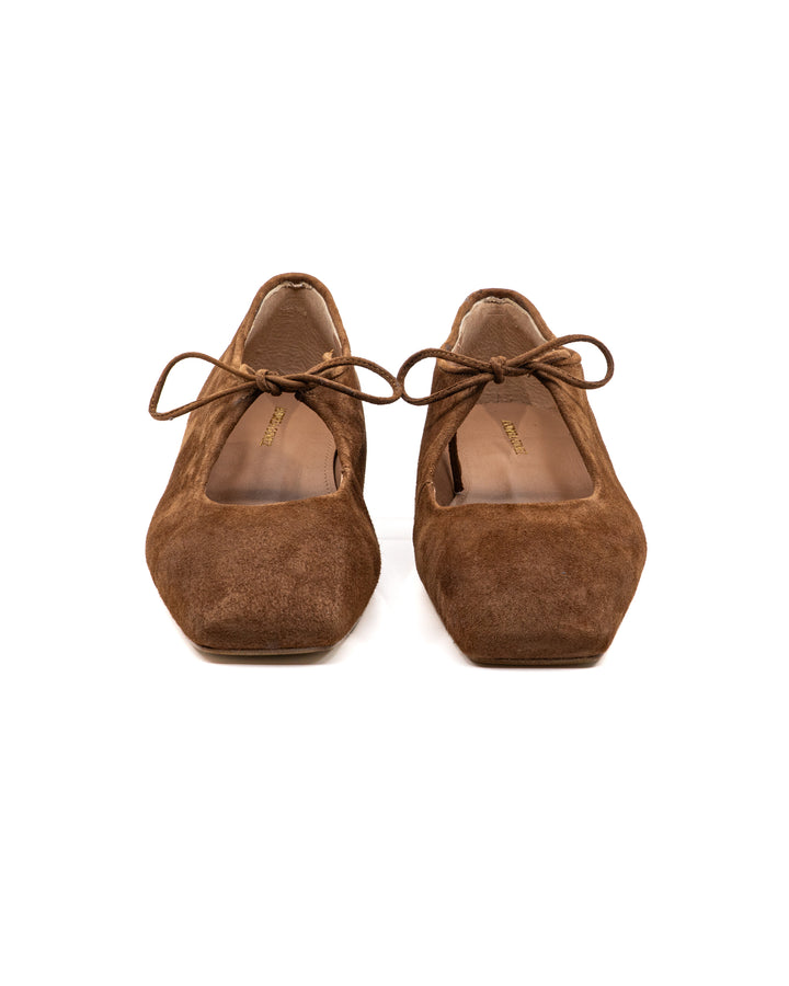 Amelia Brown Suede Ballerina