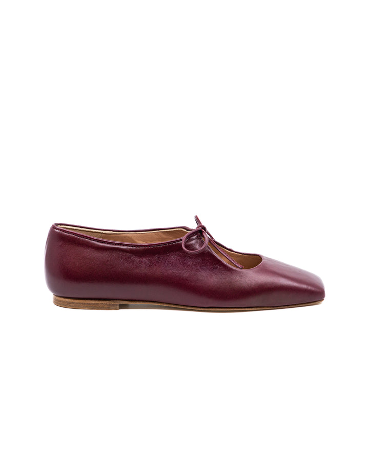 Amelia Burgundy Leather Ballerina