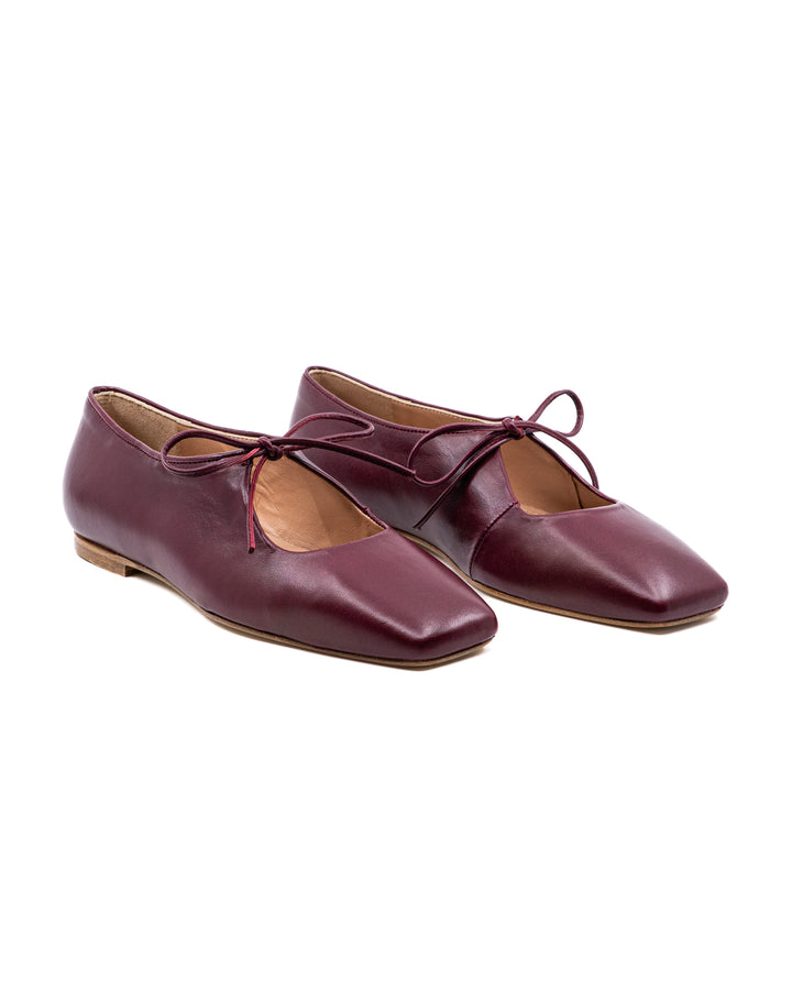 Amelia Burgundy Leather Ballerina