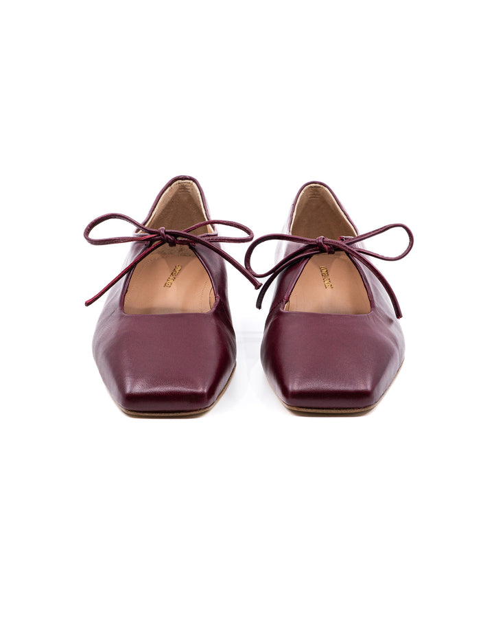 Amelia Burgundy Leather Ballerina