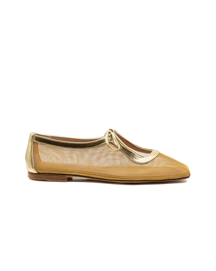 Amelia Clear Mesh Gold Ballerina