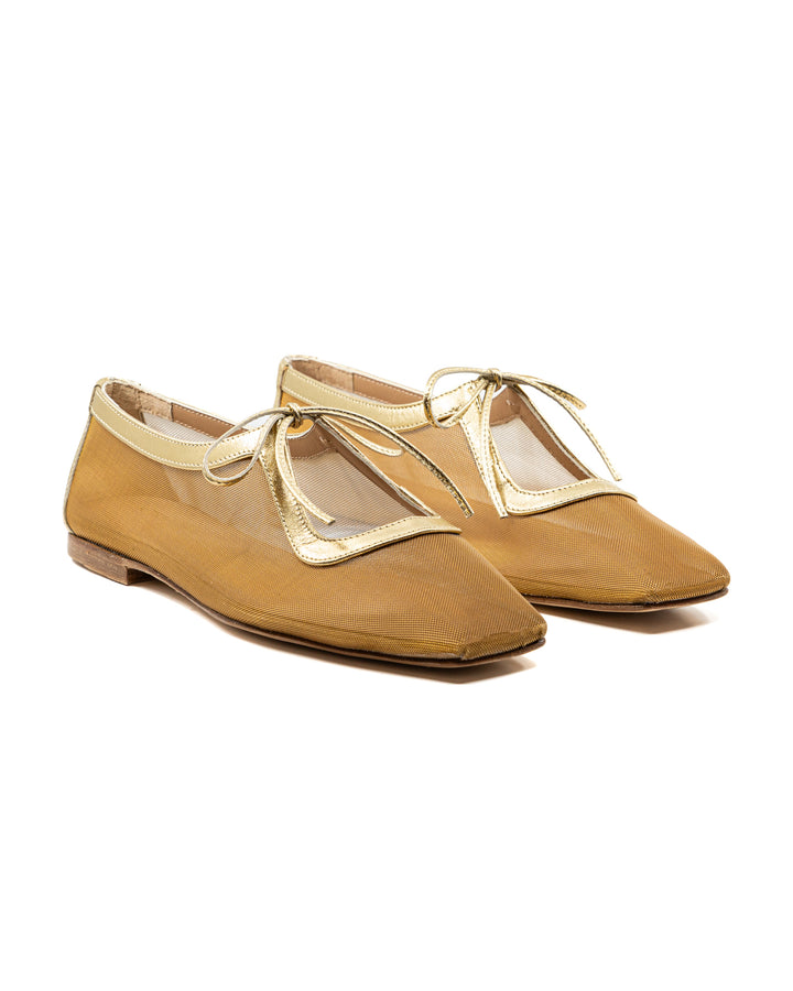 Amelia Clear Mesh Gold Ballerina