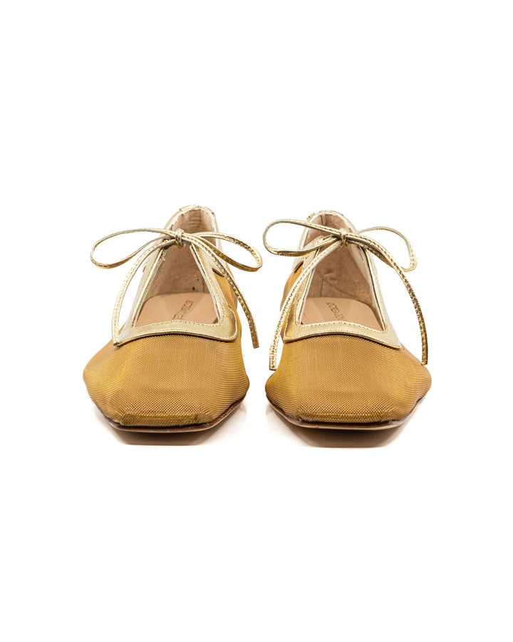 Amelia Clear Mesh Gold Ballerina