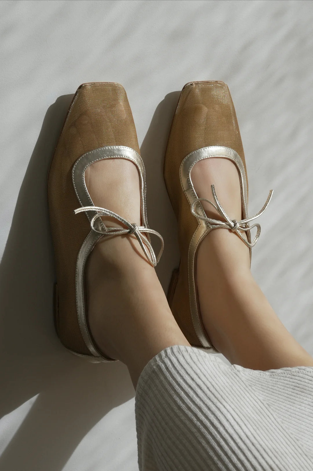 Amelia Clear Mesh Gold Ballerina