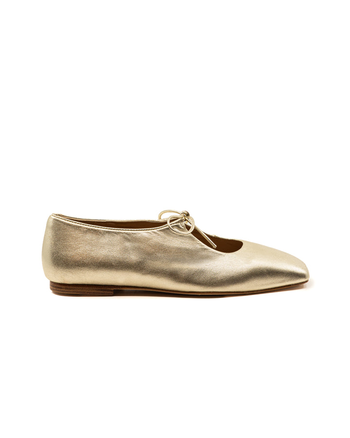 Amelia Gold Leather Ballerina