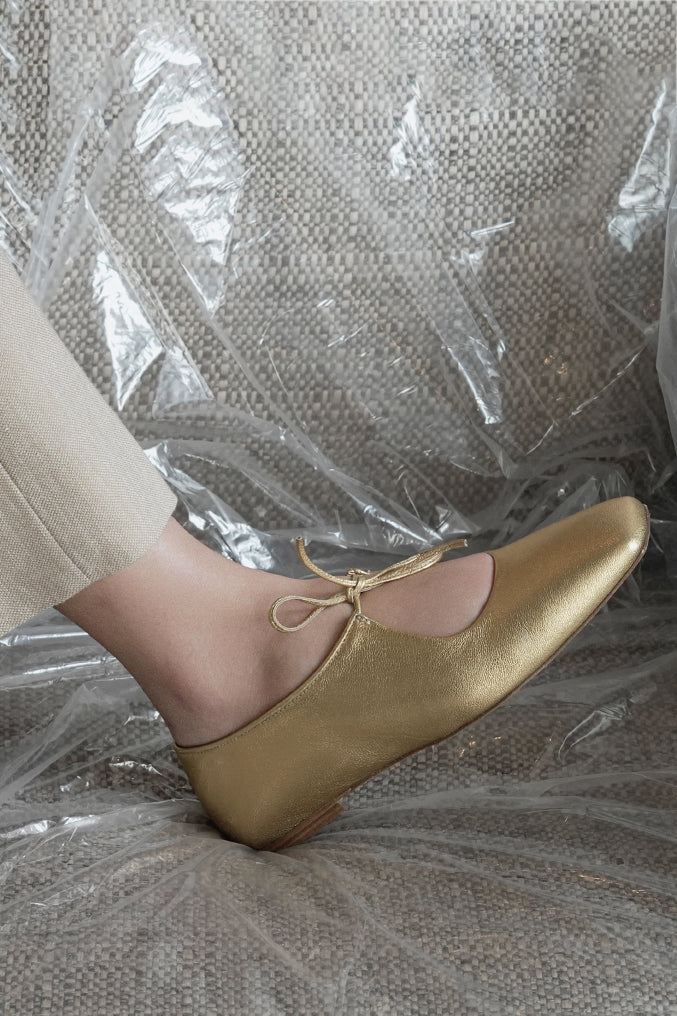 Amelia Gold Leather Ballerina