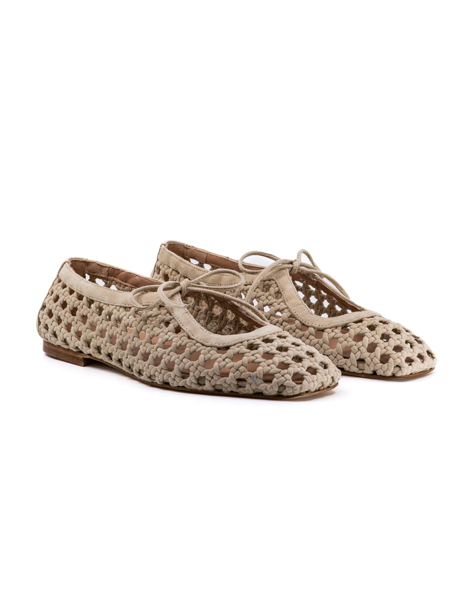 Amelia Beige Woven Suede Ballerina – Andrea Gomez