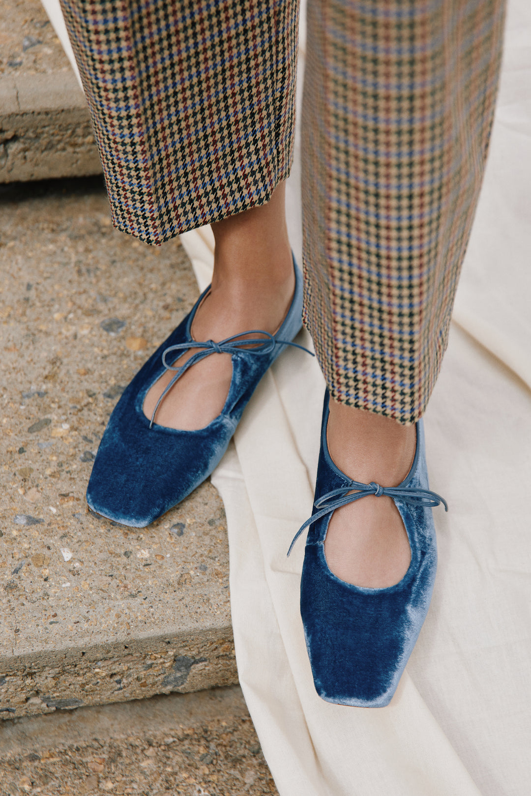 Amelia Blue Velvet Ballerina