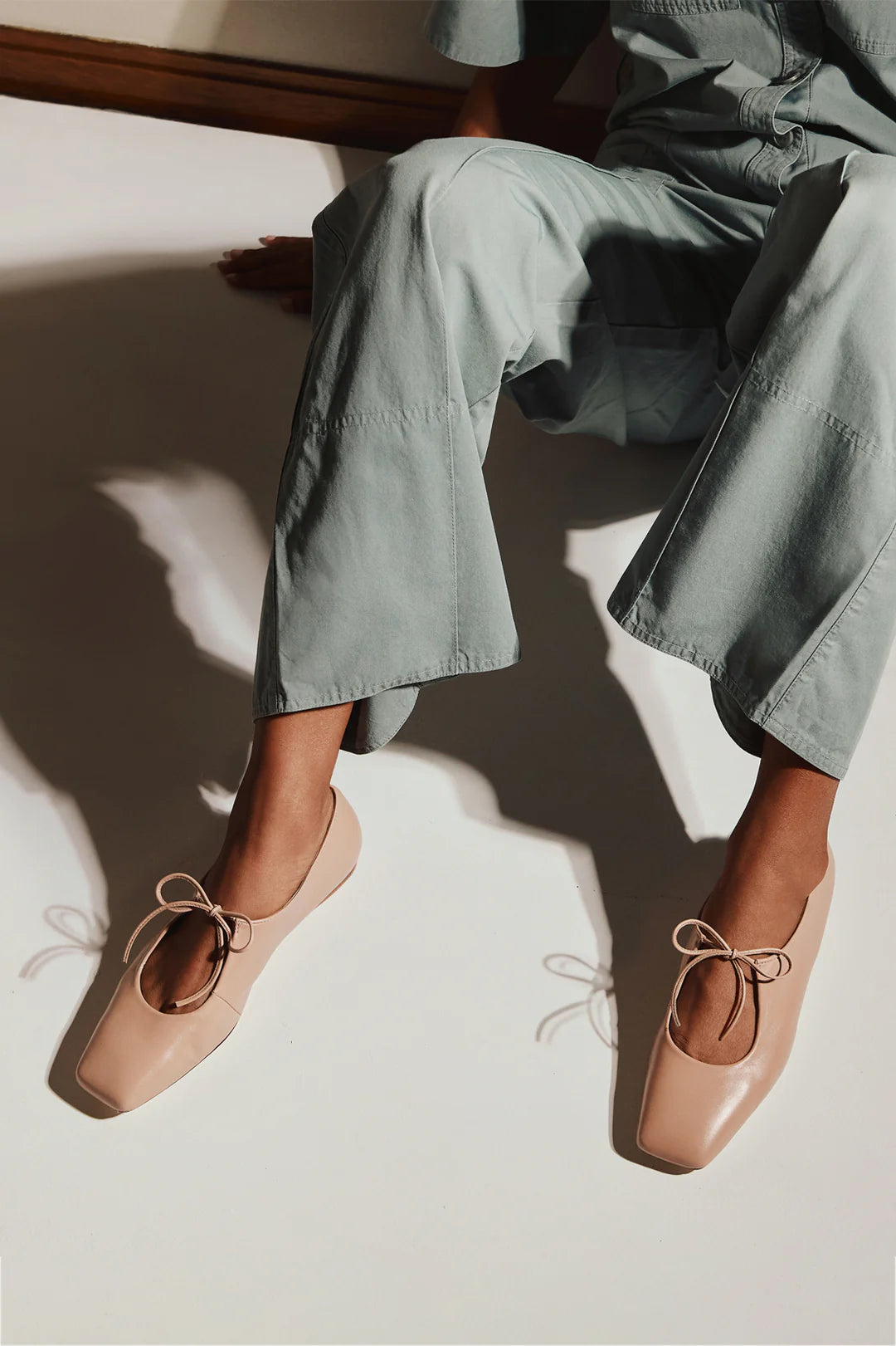 Amelia Blush Leather Ballerina