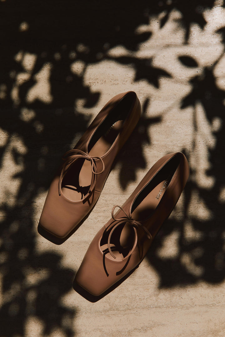 Amelia Blush Leather Ballerina