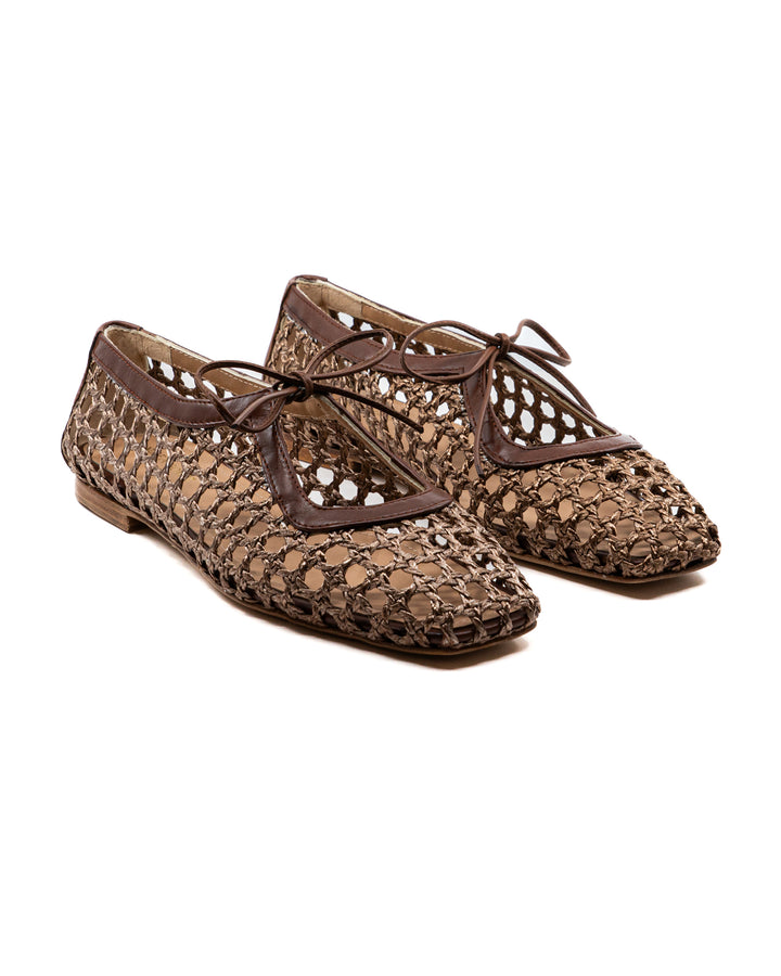 Amelia Brown Raffia Ballerina