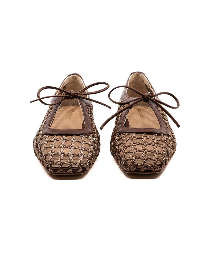 Amelia Brown Raffia Ballerina