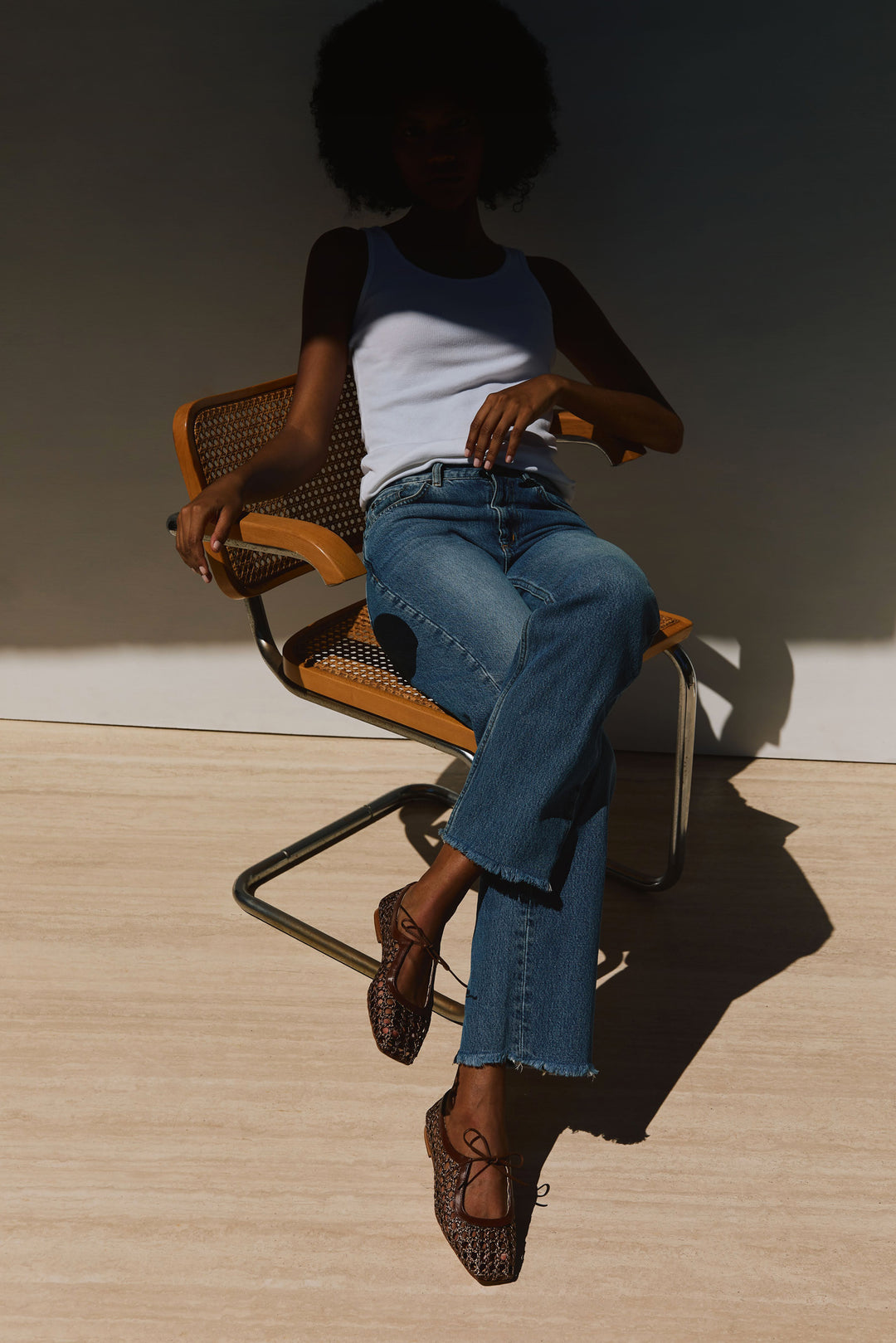 Amelia Brown Raffia Ballerina