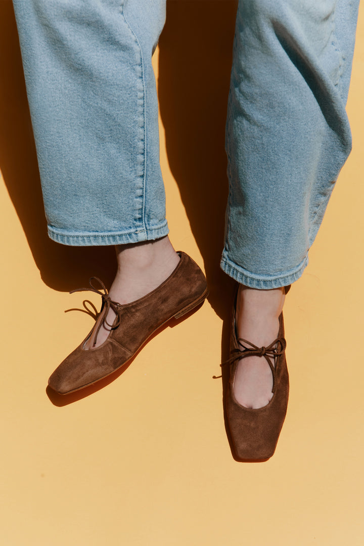 Amelia Brown Suede Ballerina