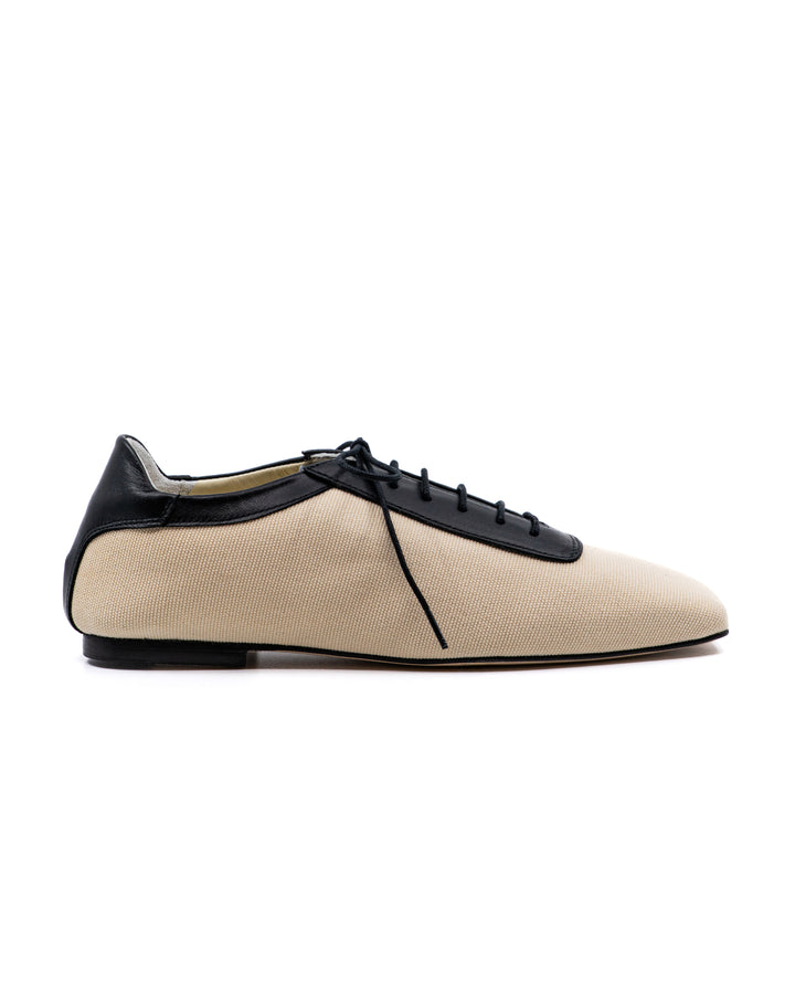 Antonia Canvas Black Leather Oxford