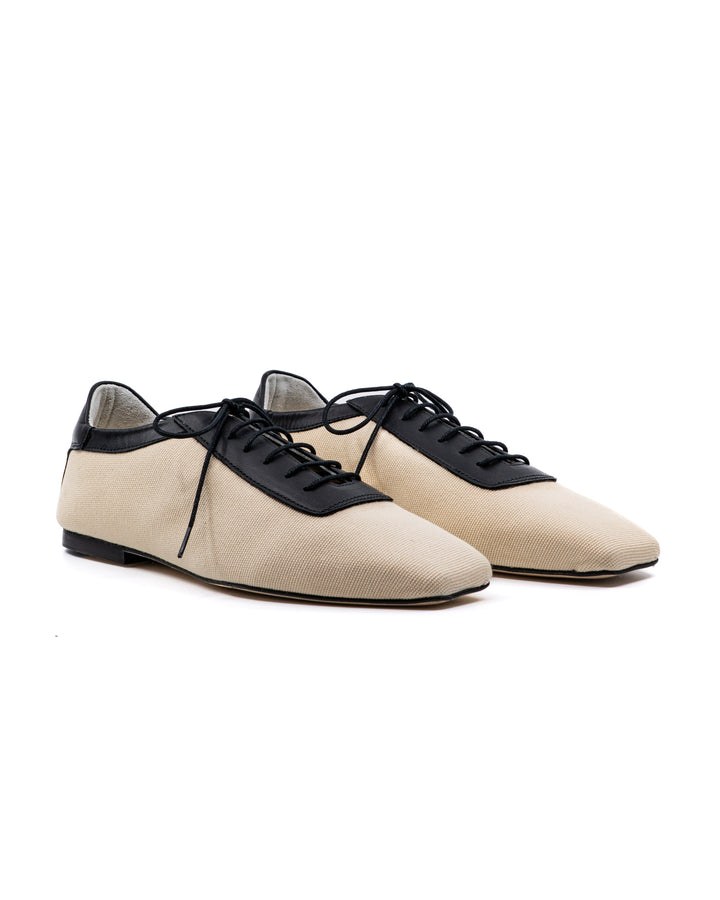 Antonia Canvas Black Leather Oxford