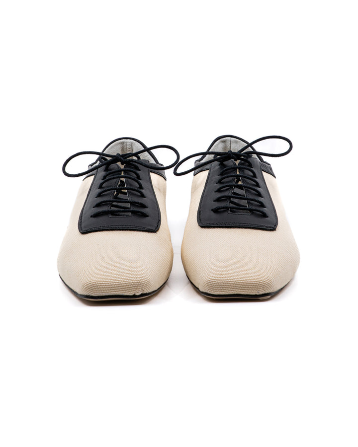 Antonia Canvas Black Leather Oxford