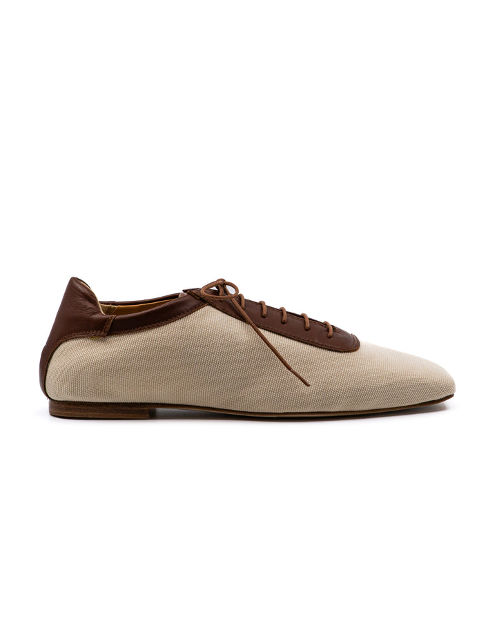 Antonia Canvas Camel Leather Oxford