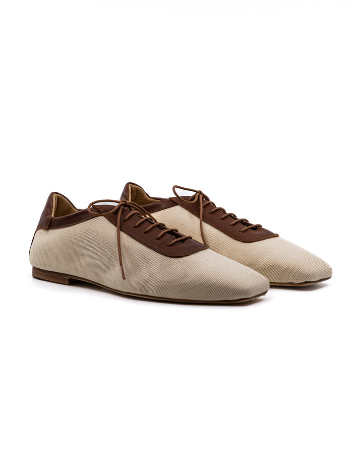 Antonia Canvas Camel Leather Oxford