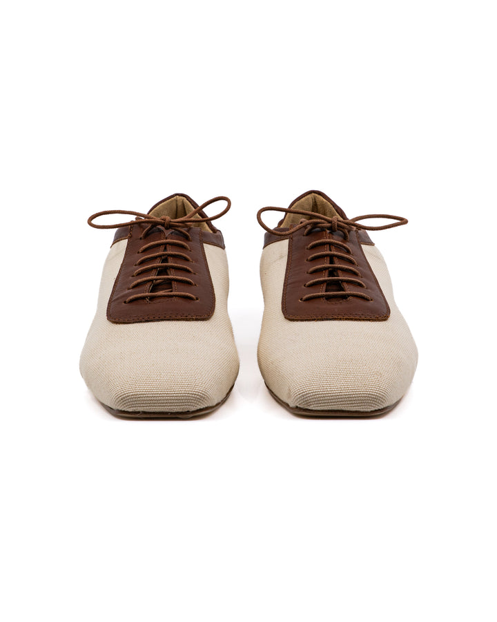 Antonia Canvas Camel Leather Oxford
