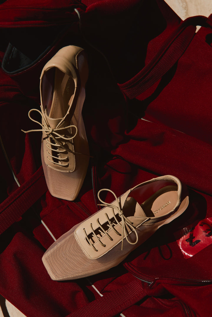 Antonia Clear Mesh Beige Oxford