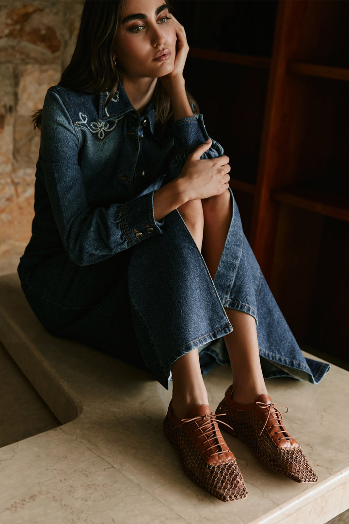 Antonia Camel Mesh Oxford