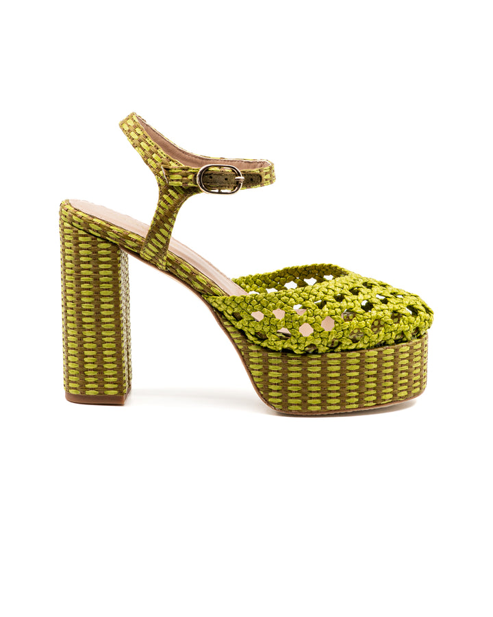 Beatriz Olive Raffia Platform