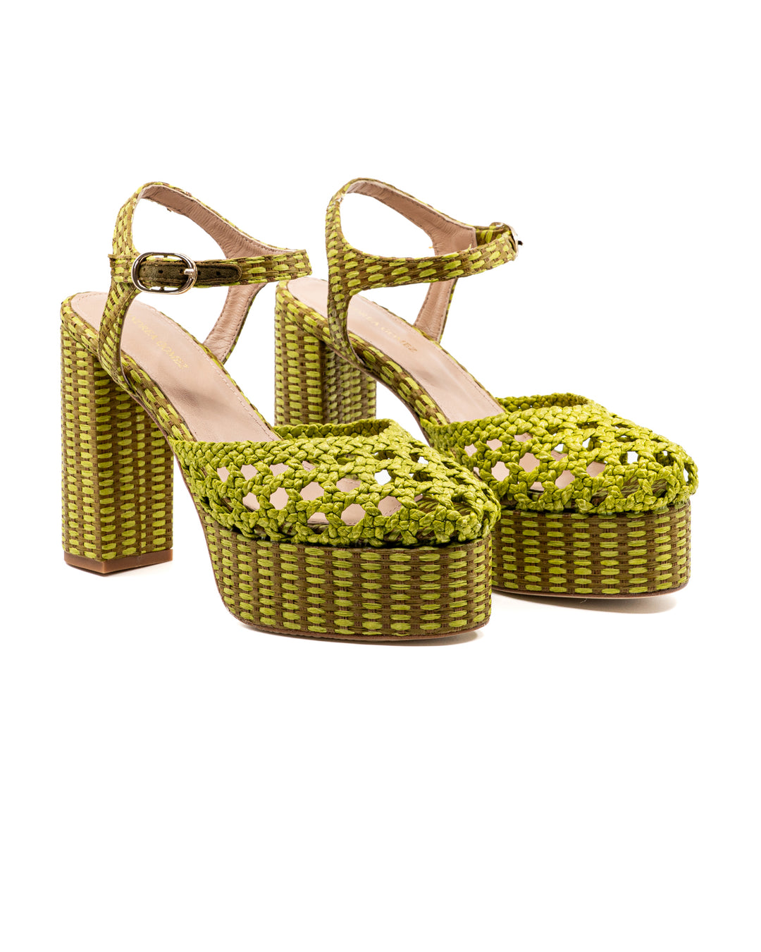 Beatriz Olive Raffia Platform