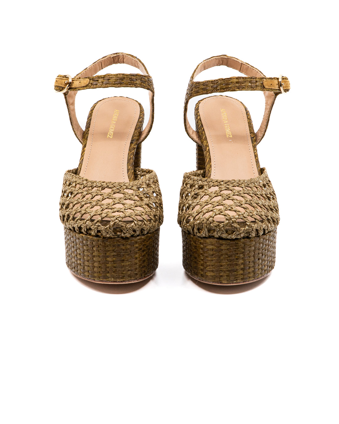 Beatriz Olive Raffia Platform