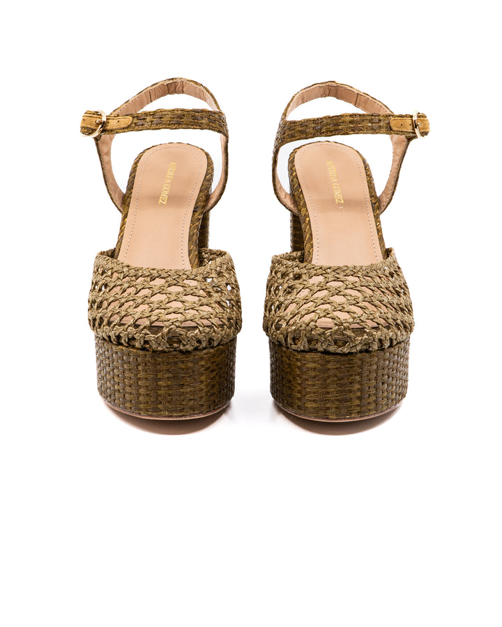 Beatriz Olive Raffia Platform