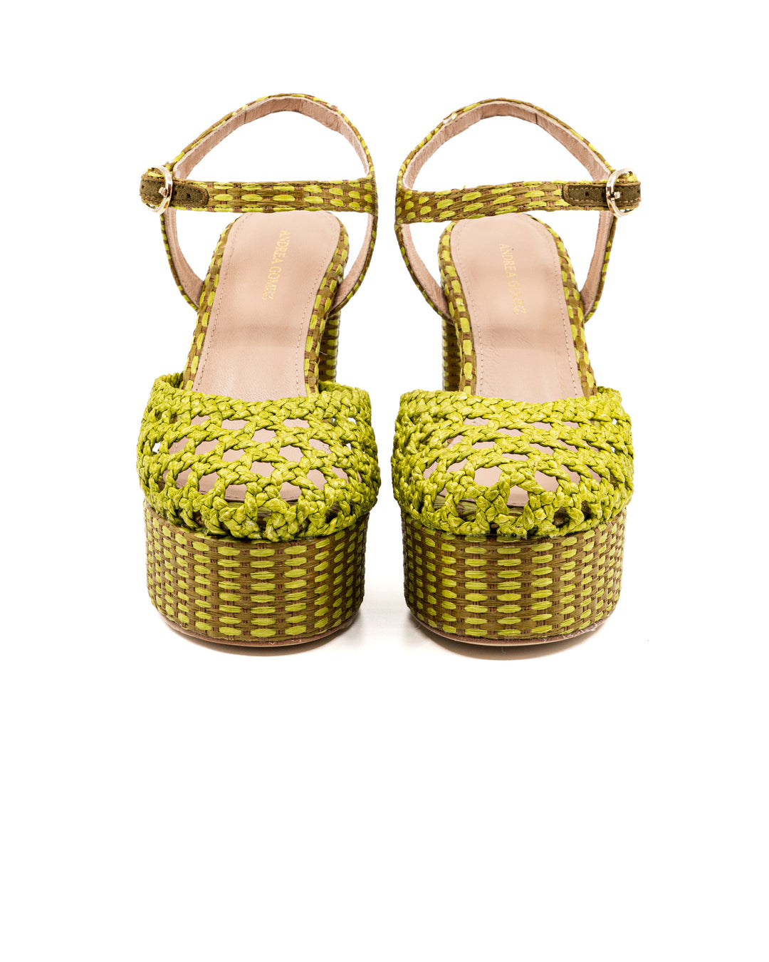Beatriz Olive Raffia Platform