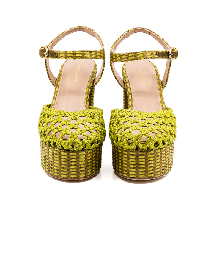 Beatriz Olive Raffia Platform