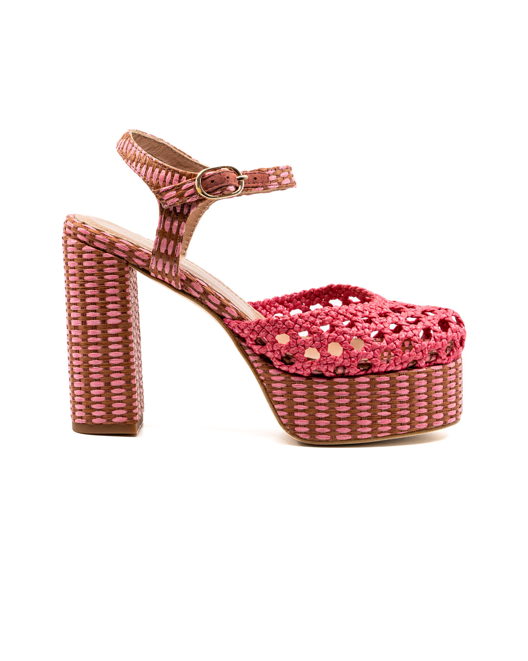 Beatriz Pink Raffia Platform