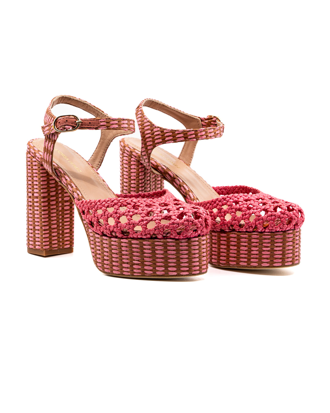 Beatriz Pink Raffia Platform