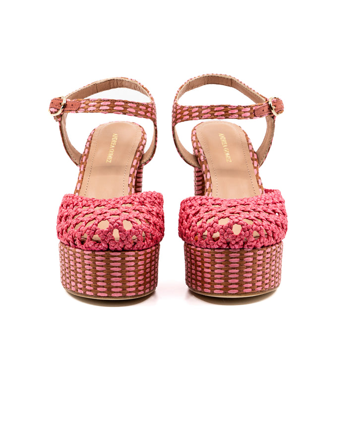 Beatriz Pink Raffia Platform