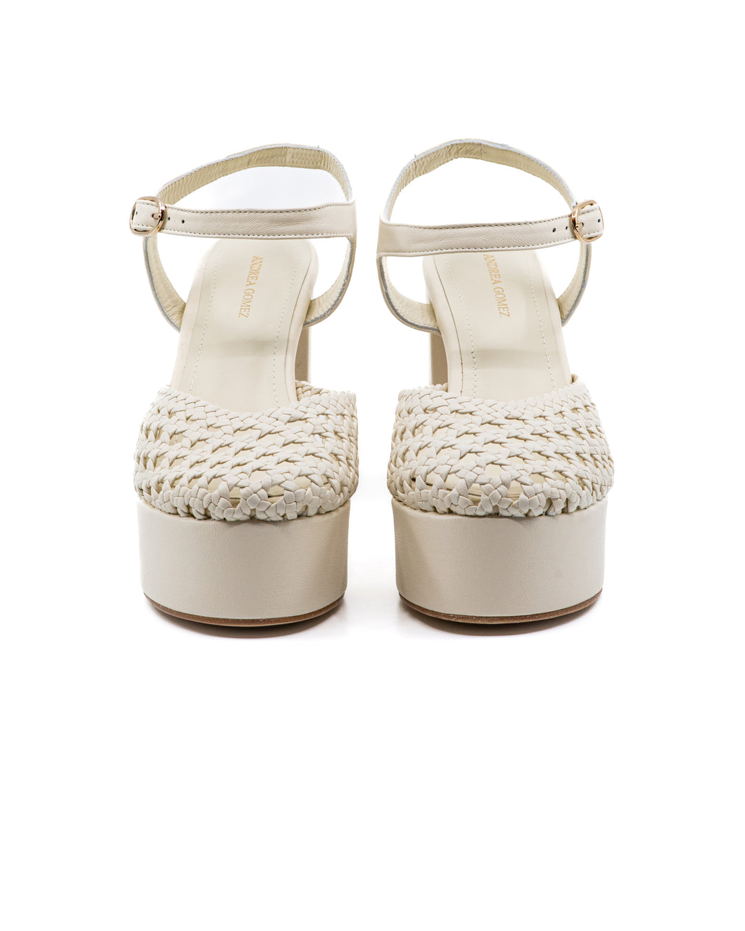 Beatriz White Woven Leather Platform