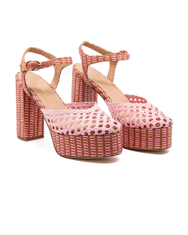 Beatriz Pink Raffia Platform