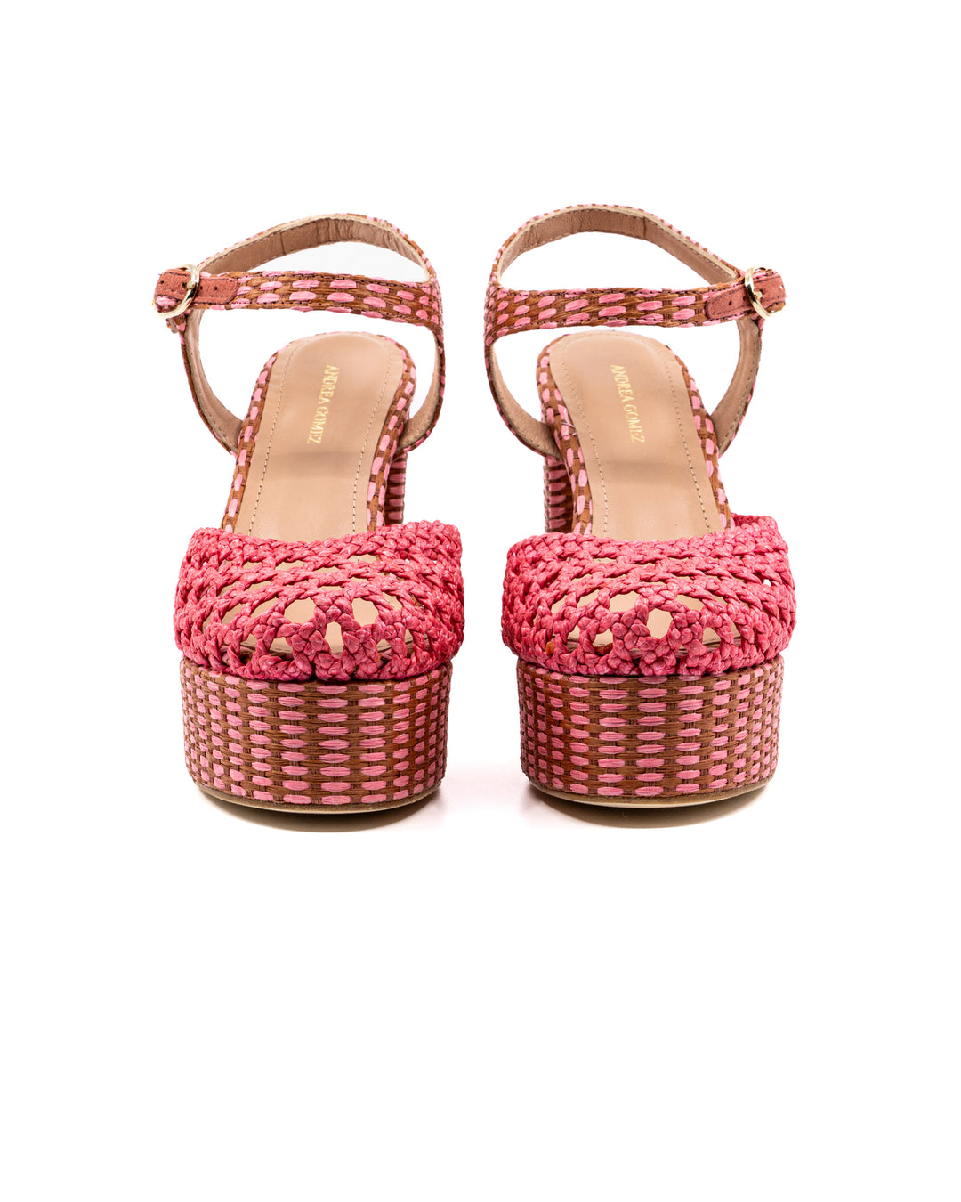 Beatriz Pink Raffia Platform