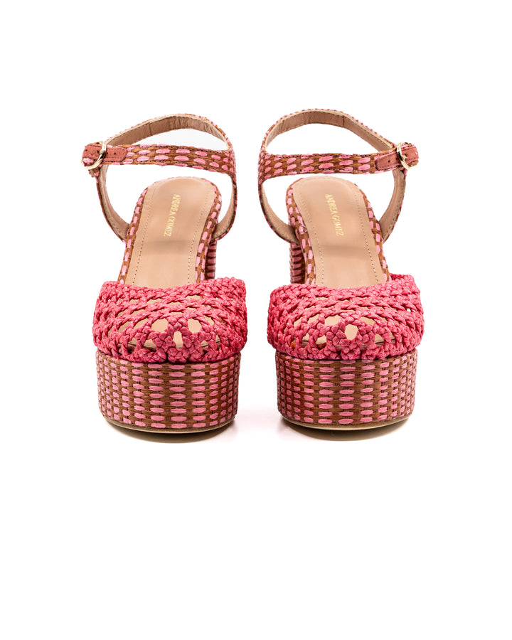 Beatriz Pink Raffia Platform