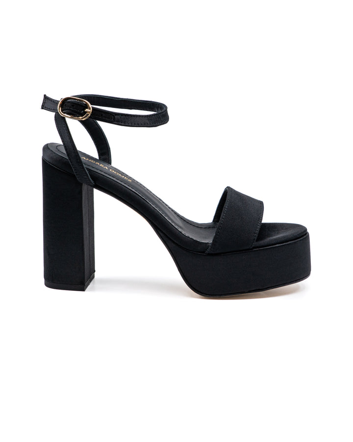 Becka Black Satin Platform