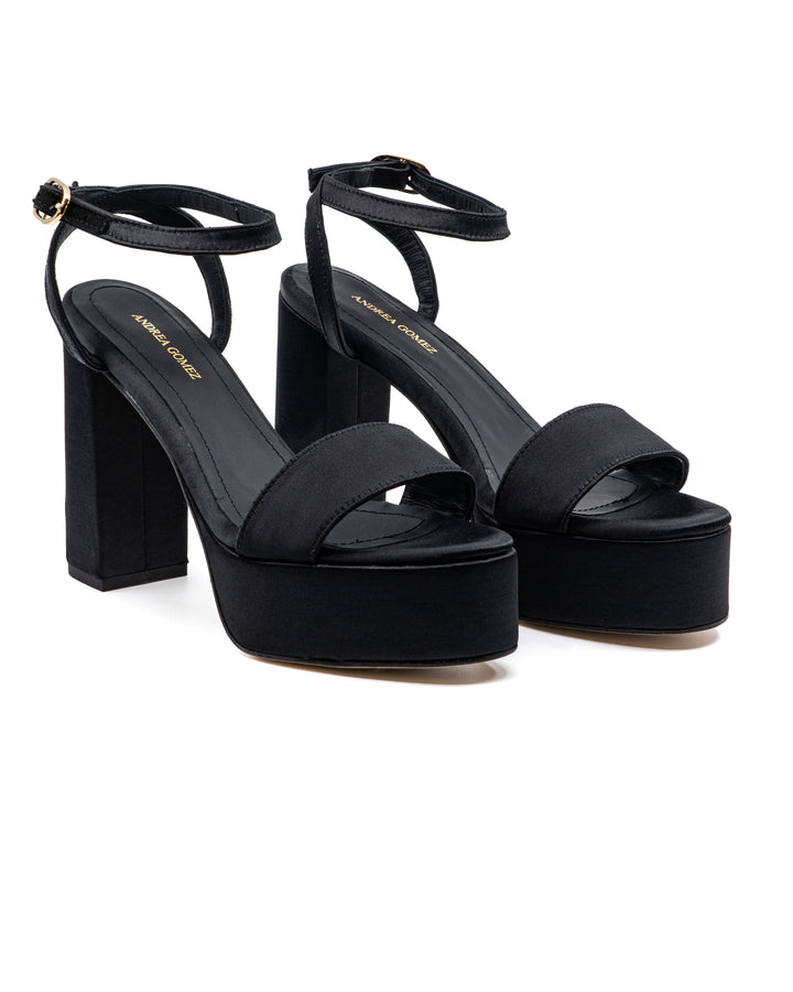 Becka Black Satin Platform