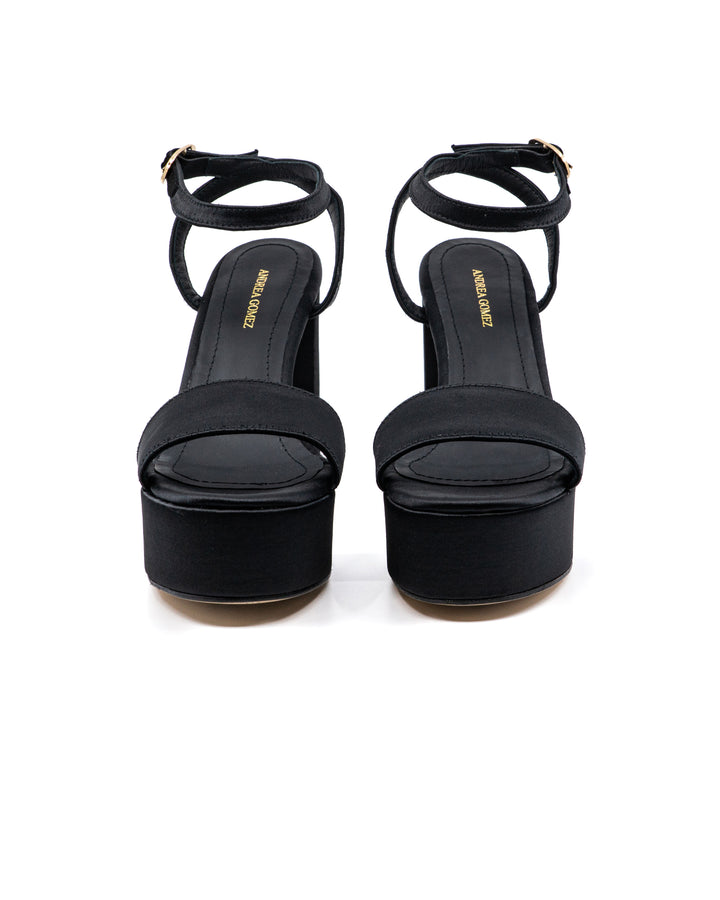 Becka Black Satin Platform