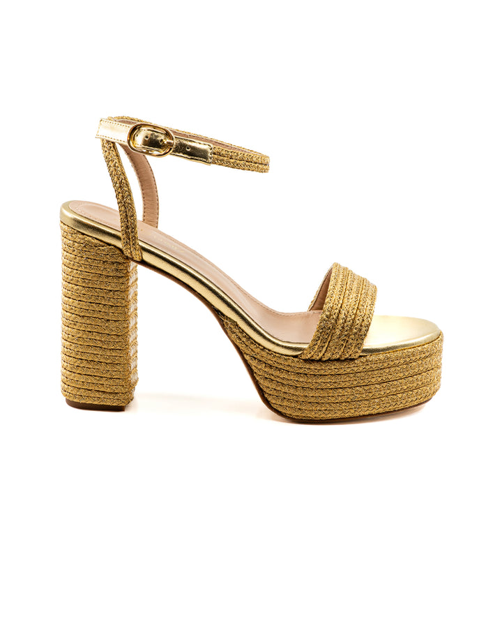Becka Gold Raffia Platform