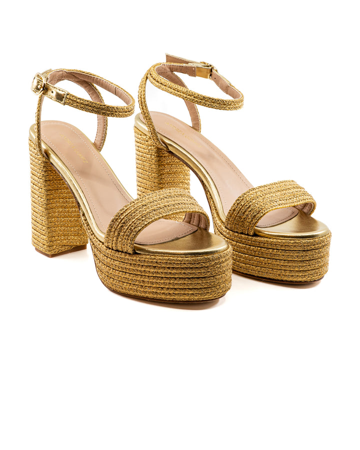 Becka Gold Raffia Platform