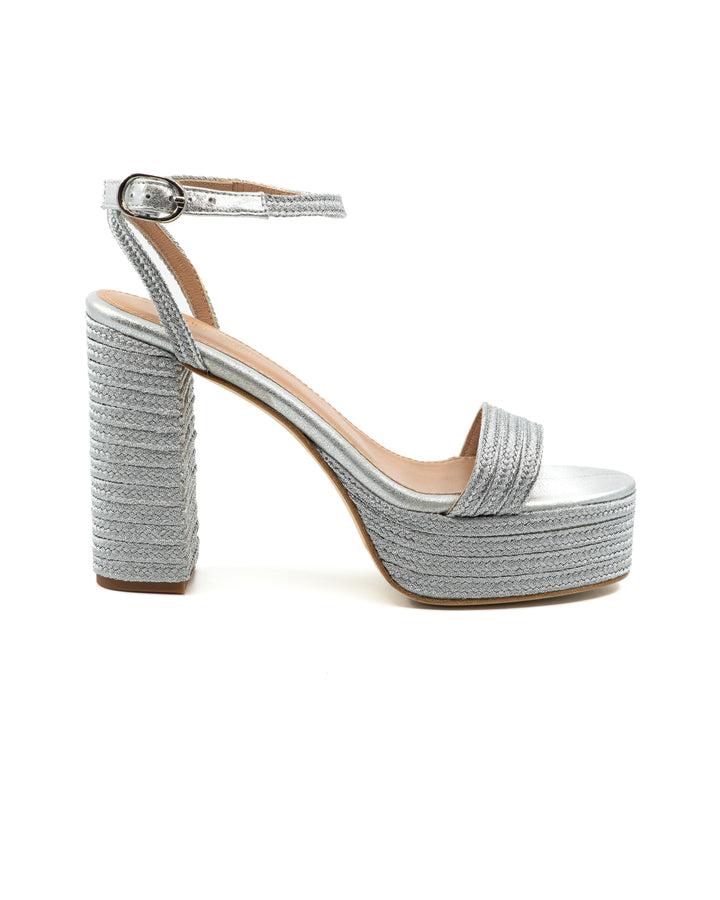 Becka Silver Raffia Platform