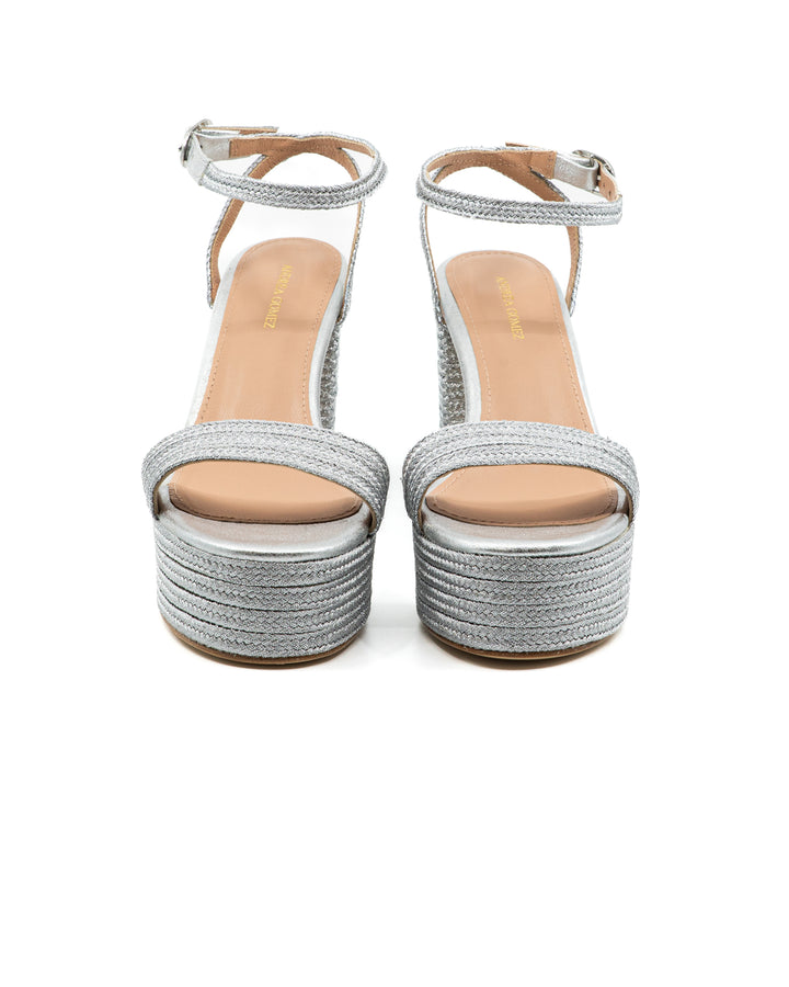 Becka Silver Raffia Platform
