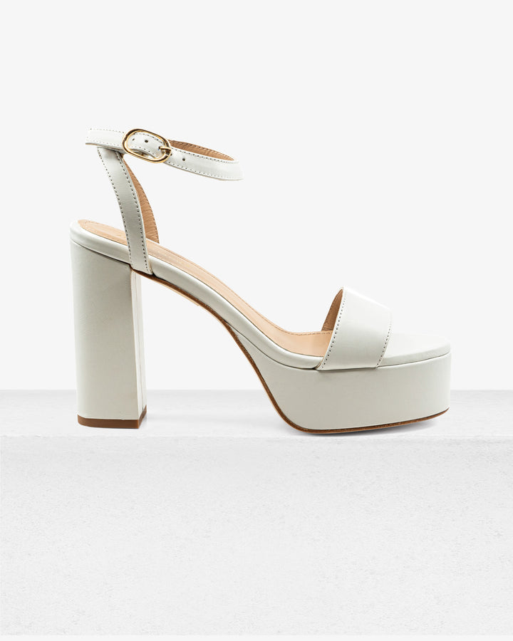 Becka White Leather Platform