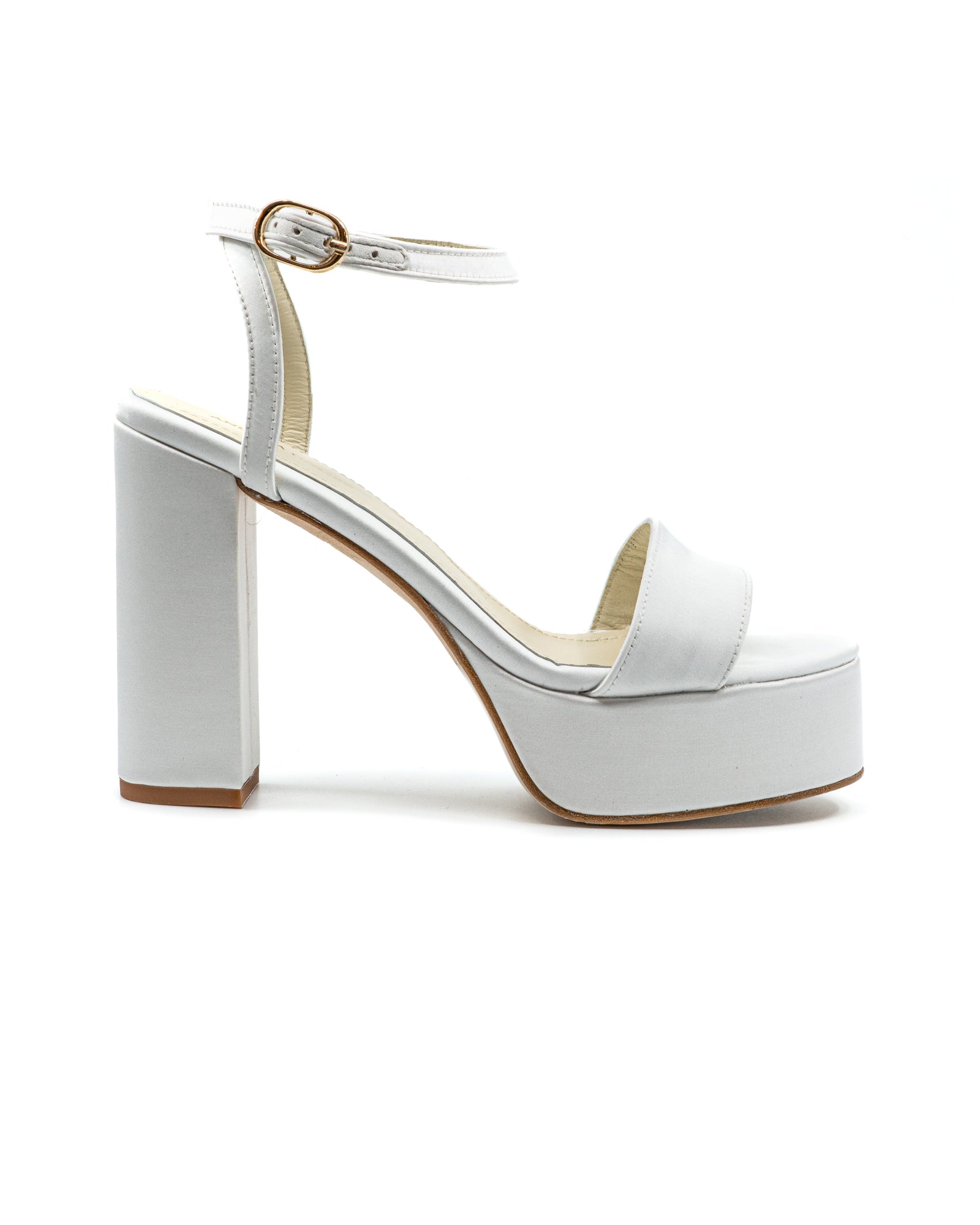 Becka White Satin Sandal – Andrea Gomez